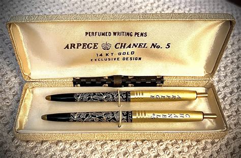 arpege chanel no. 5 14kt gold pens|arpege chanel pen set.